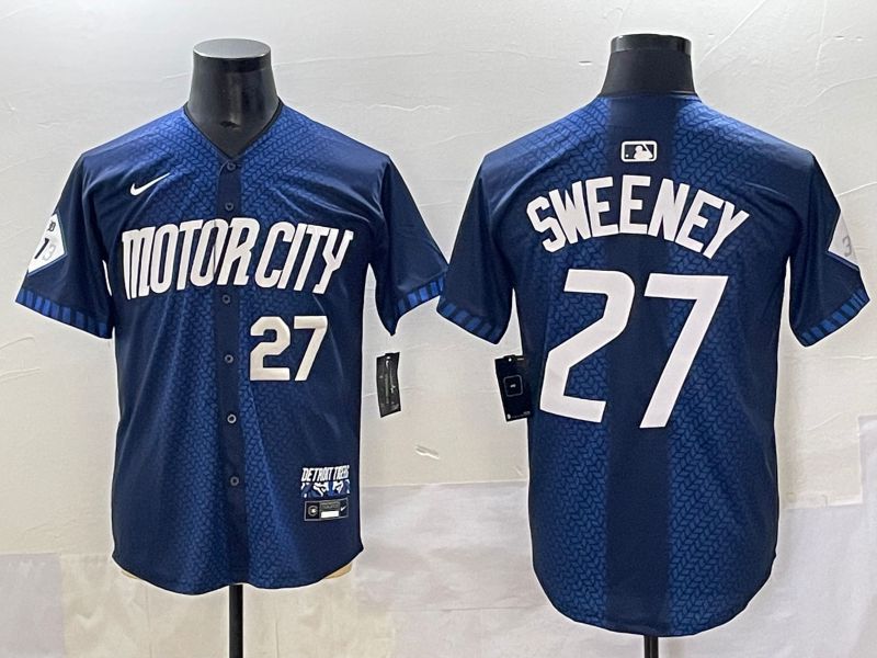Men 2025 Detroit Tigers #27 Sweeney Blue City Edition Nike MLB Jersey style 4->detroit tigers->MLB Jersey